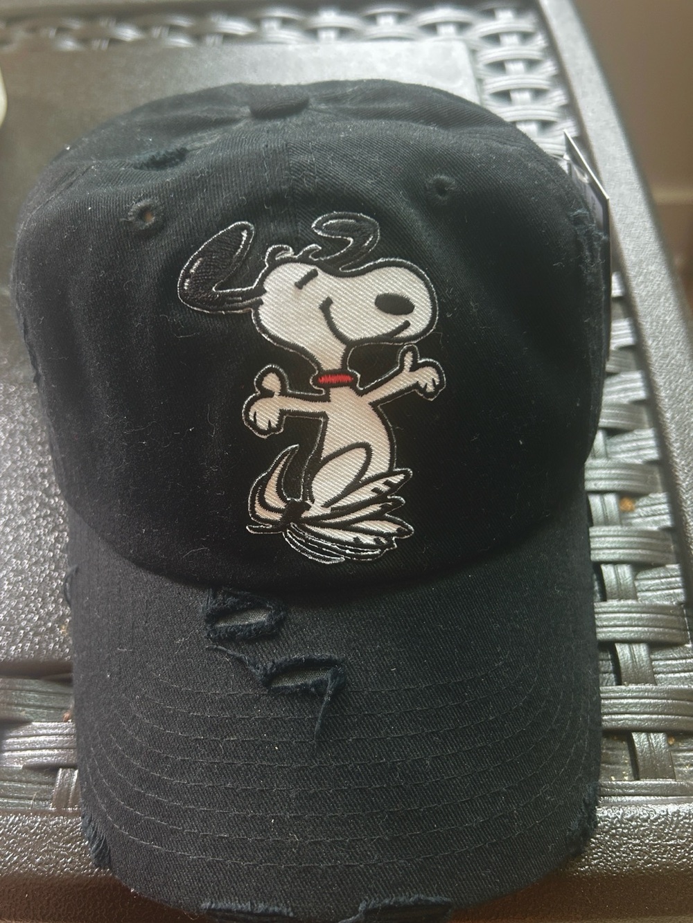 Snoopy Embroidered Distressed Baseball Cap. Super Cool Hat!